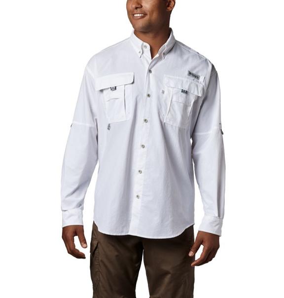 Columbia PFG Bahama II Fishing Shirts White For Men's NZ30948 New Zealand